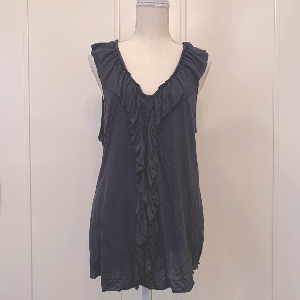 BANANA REPUBLIC Navy Ruffle Sleeveless Top